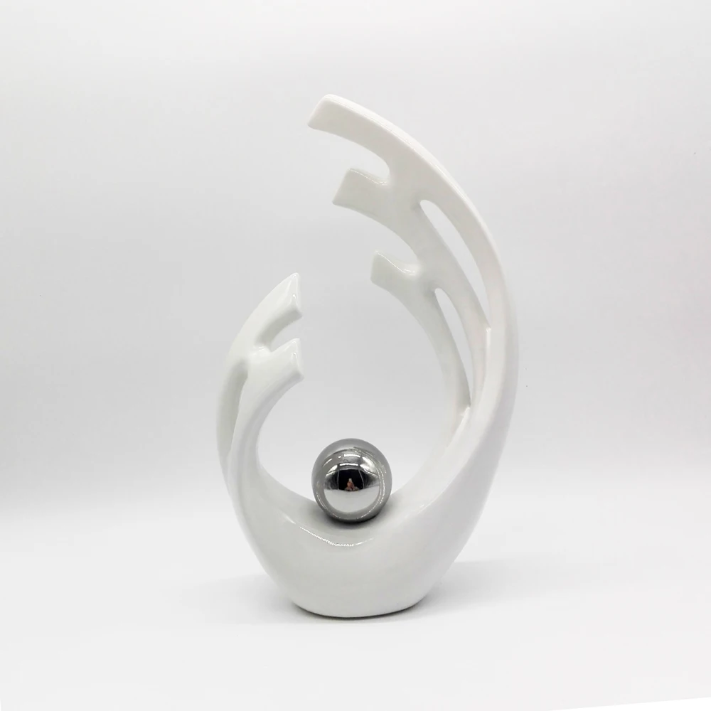 

White Ceramic Abstract Sculpture Crafts Originality Home Furnishing Ornament Porcelain Of Art Fashion Modern
