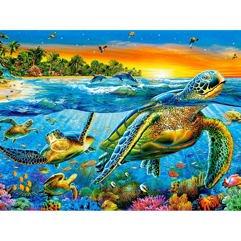 5D DIY diamond embroidery colorful sea turtle full square diamond