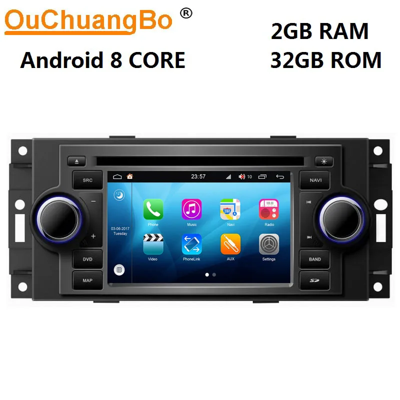 Ouchuangbo android 8 0 Авто радио gps ядер для Chrysler 300C PT Cruiser Dodge джип Ram Grand Cherokee с 2 Гб + 32 ГБ