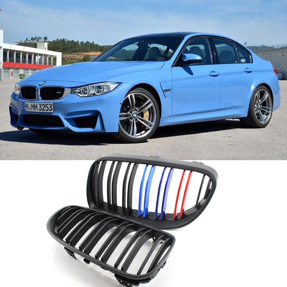 

For BMW E92 E93 10-14 Front Kidney Grill Grilles Double Slat Matte Black M-Style