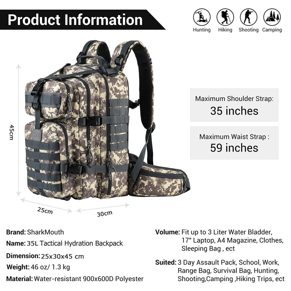35l Military Tactical Backpack Assault Pack 3 Day Assault Pack Army Molle Bug-out Bag For Outdoor Hunting Travel Hiking Camping - Outdoor Bags - AliExpress 35l Military Tactical Backpack Assault Pack 3 Day Assault Pack Army Molle Bug-out Bag For Outdoor Hunting Travel Hiking Camping - Outdoor Bags - AliExpress