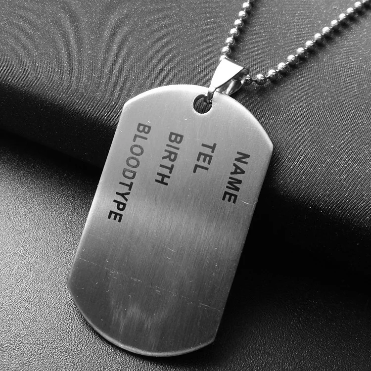 Simple Military Army Stainless Steel Necklaces Men Blank Dog Tag