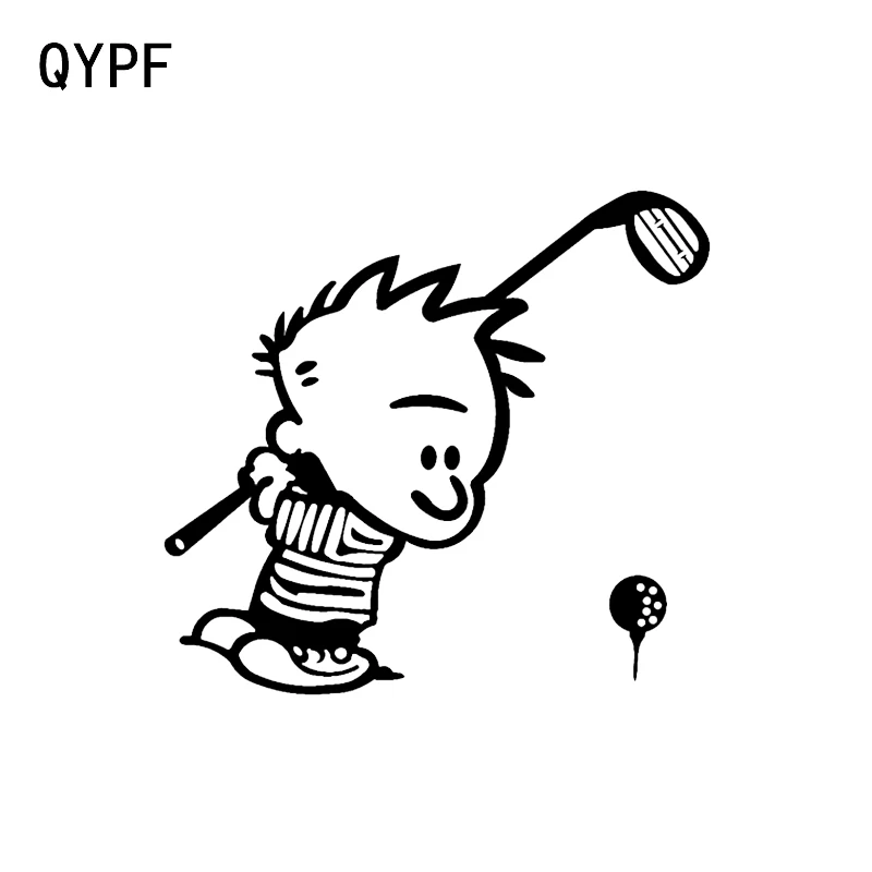 

QYPF 14.5*13.3CM Fashion Boy Golfer Player Decor Vinyl Car Sticker Bumper Window Decals C16-1462