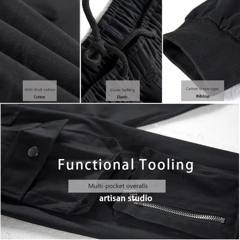 Online Multi tasche bib insgesamt männer jogger armee grün high street cargo casual hosen lose streetwear fashion hip hop hosen herren