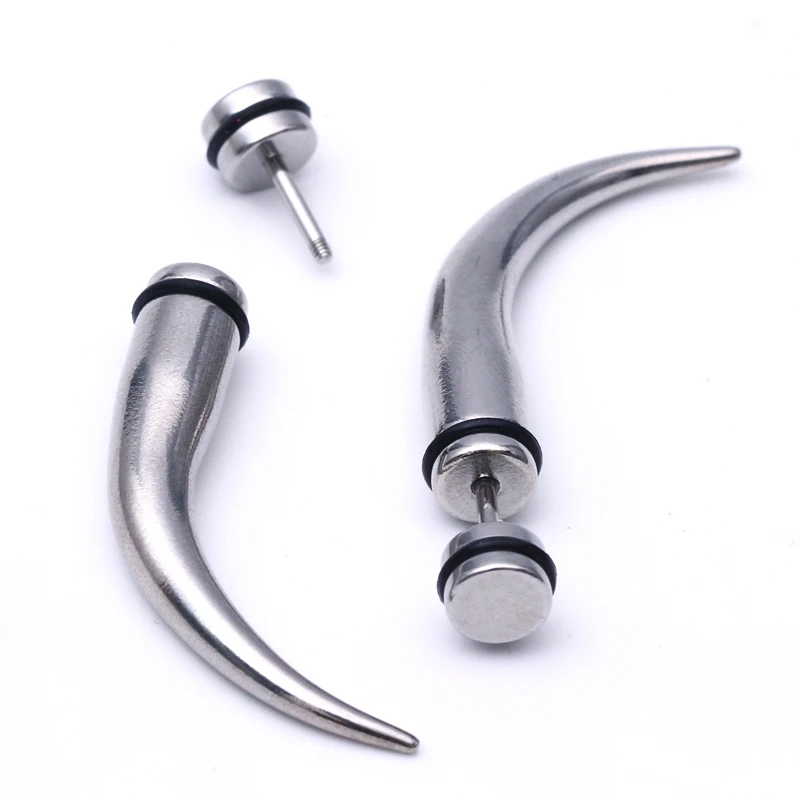 

1piece fake ear taper stainless steel ear Taper Fake Ear Stretcher Earrings 2015 taper spike cheater expander Men jewelry