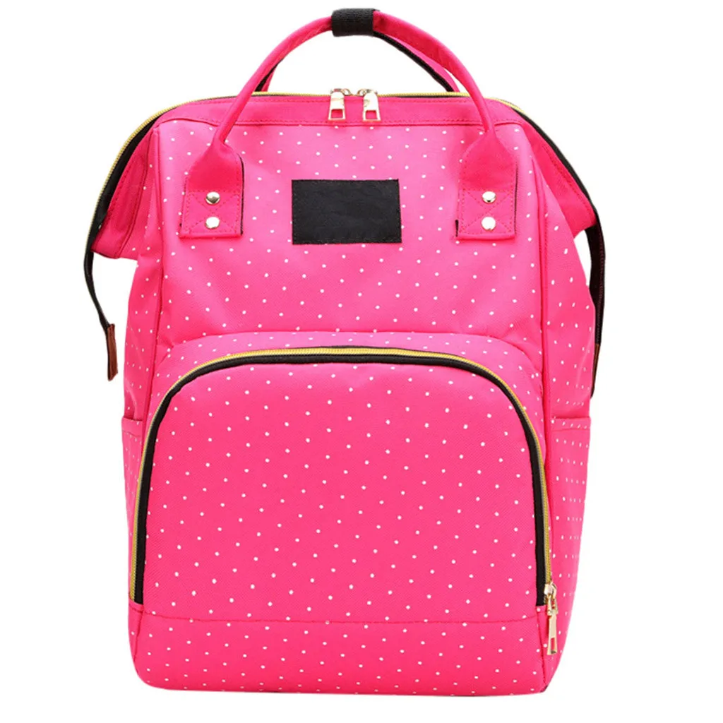 Модный рюкзак для мам, сумки для путешествий в Оксфордском стиле для девочек, сумки для бутылочек для подгузников, сумки для путешествий большой емкости, сумки для кормления - Цвет: Ярко-розовый
