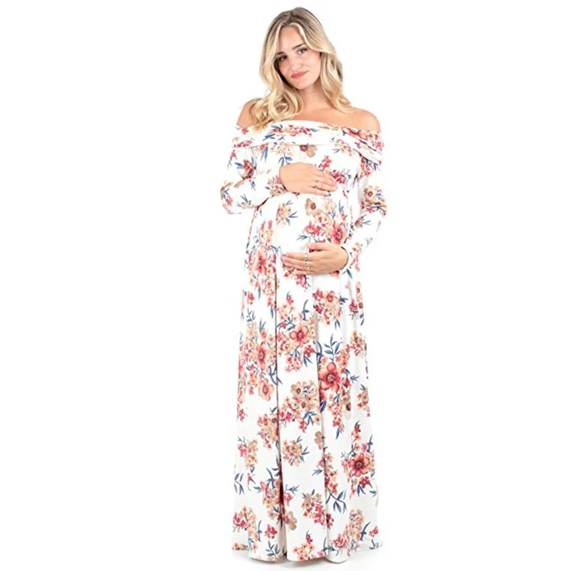 

2018 Women Pregnancy Maxi Dress Floral Maternity Gown Dress For Photography Summer Shooting Photo Sexy Pregnant Vestidos Dresses