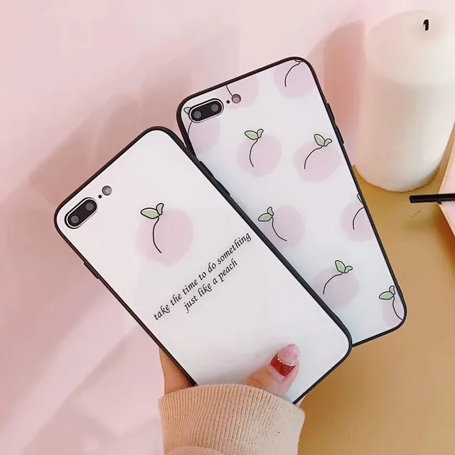 Cute Korean Glass Phone Cases For iPhone X 8 7 6 6S Plus Case Fashion