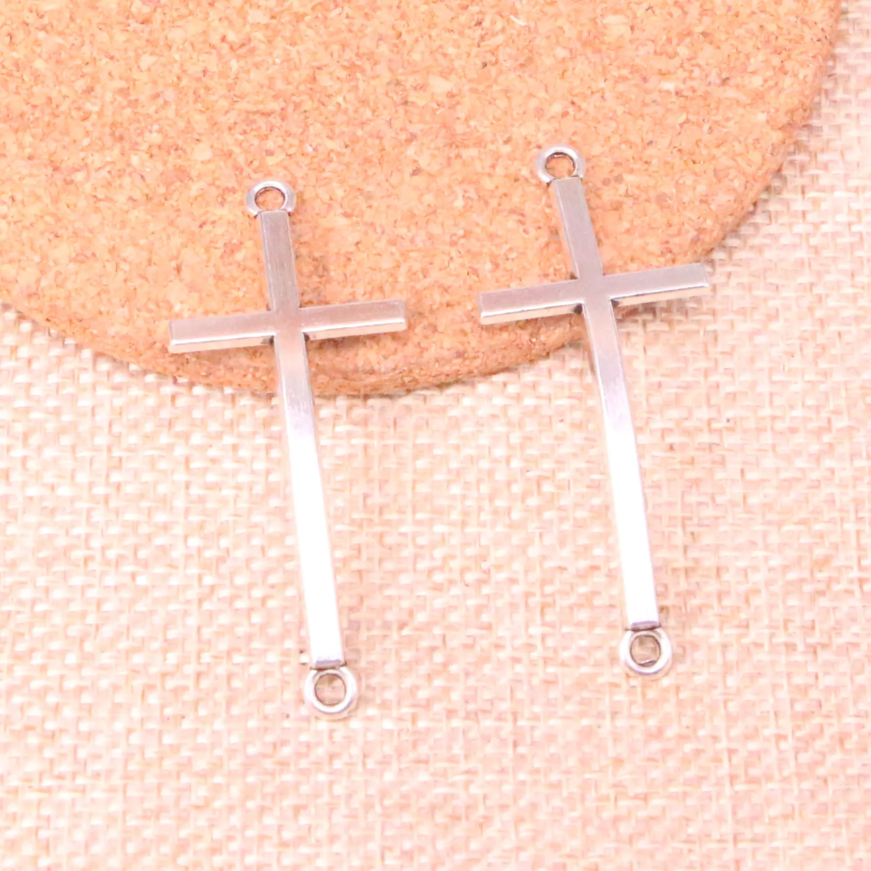 12pcs Antique Silver Plated Cross Connector Charms Pendants For Jewelry