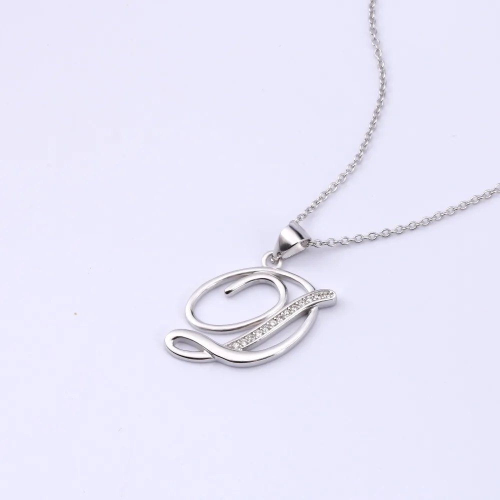 Женское колье из серебра 925 пробы с подвеской в виде буквы D|fashion necklace|necklace