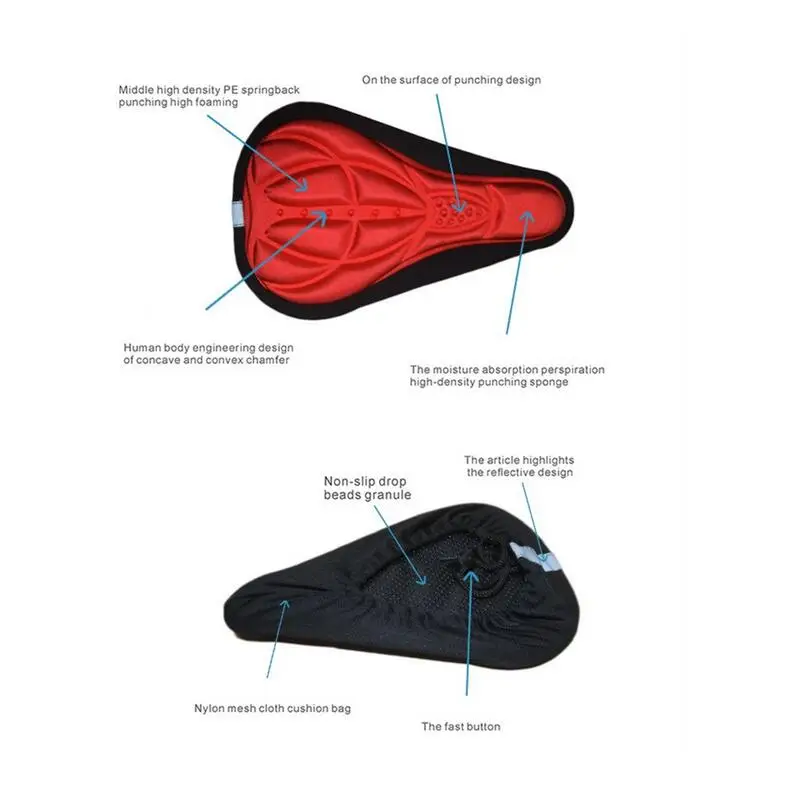 3D силиконовый гелевое седло подушки горный велосипед дорожный Чехол для велосипедного сидения