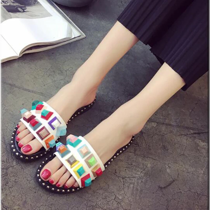 colorful flat sandals