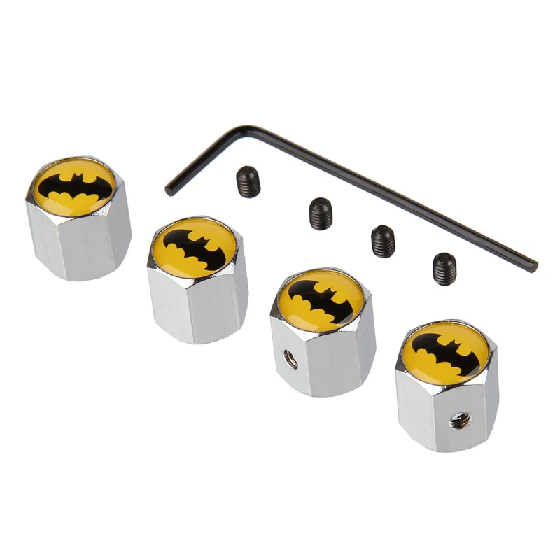 4 Pcs/Set Batman Anti Theft Car Tire Valve Caps Wheel Tyre Air Cap