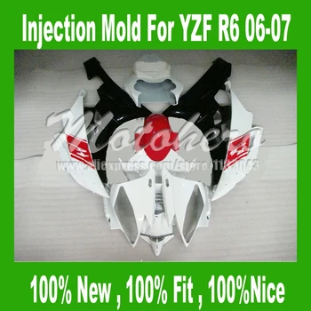 

Injection 100%Fit White red black fairings for 06 07 Yamaha YZF-R6 06 07 #4C4A5 YZF R6 06 07 YZF 600 R6 06 07 fairing kits