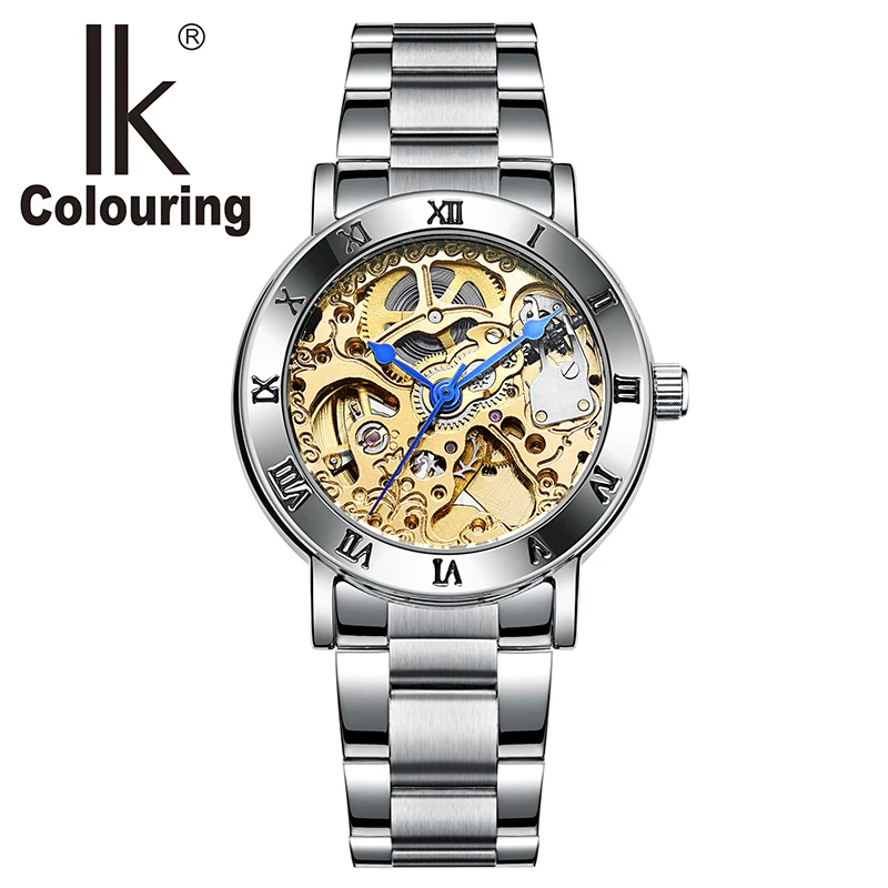 Relogio Feminino Ladies Automatic Skeleton Watches Women Gold Tone