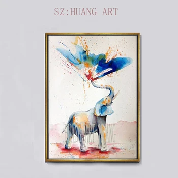 

New Arrivals Hand-painted High Quality Animal Water spray Elephant Oil Painting on Canvas Square Painting Abstract Water Style D