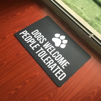 

Doormat Entrance Floor Mat - Funny Doormat Dogs Welcome (People Tolerated) Designed Indoor Outdoor Door Mat Non-Woven Fabric Top