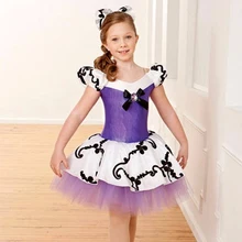 Новое поступление детская/балетная пачка на взрослого с головным убором цветок танцевальные костюмы Фиолетовый Dans Kleding Meisjes DQ9001