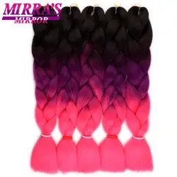 Mirra's Mirror зеркало Омбре плетение волос Синтетические пряди волос для наращивания 24 дюйма Джамбо косы высокотемпературное волокно розовый