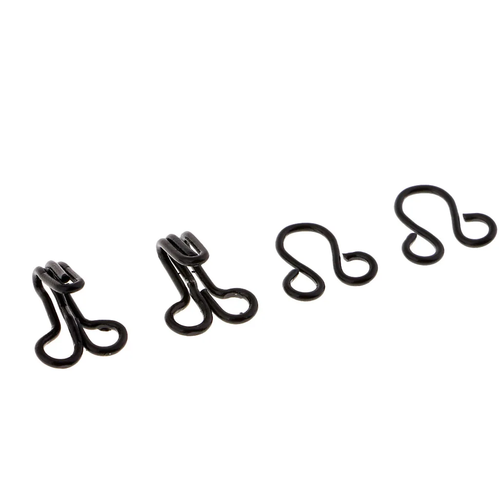50 Sets Silver Black Metal Hook and Eye Closure Sewing Fasteners for Fur Dress Skirt Collar Bra Sew