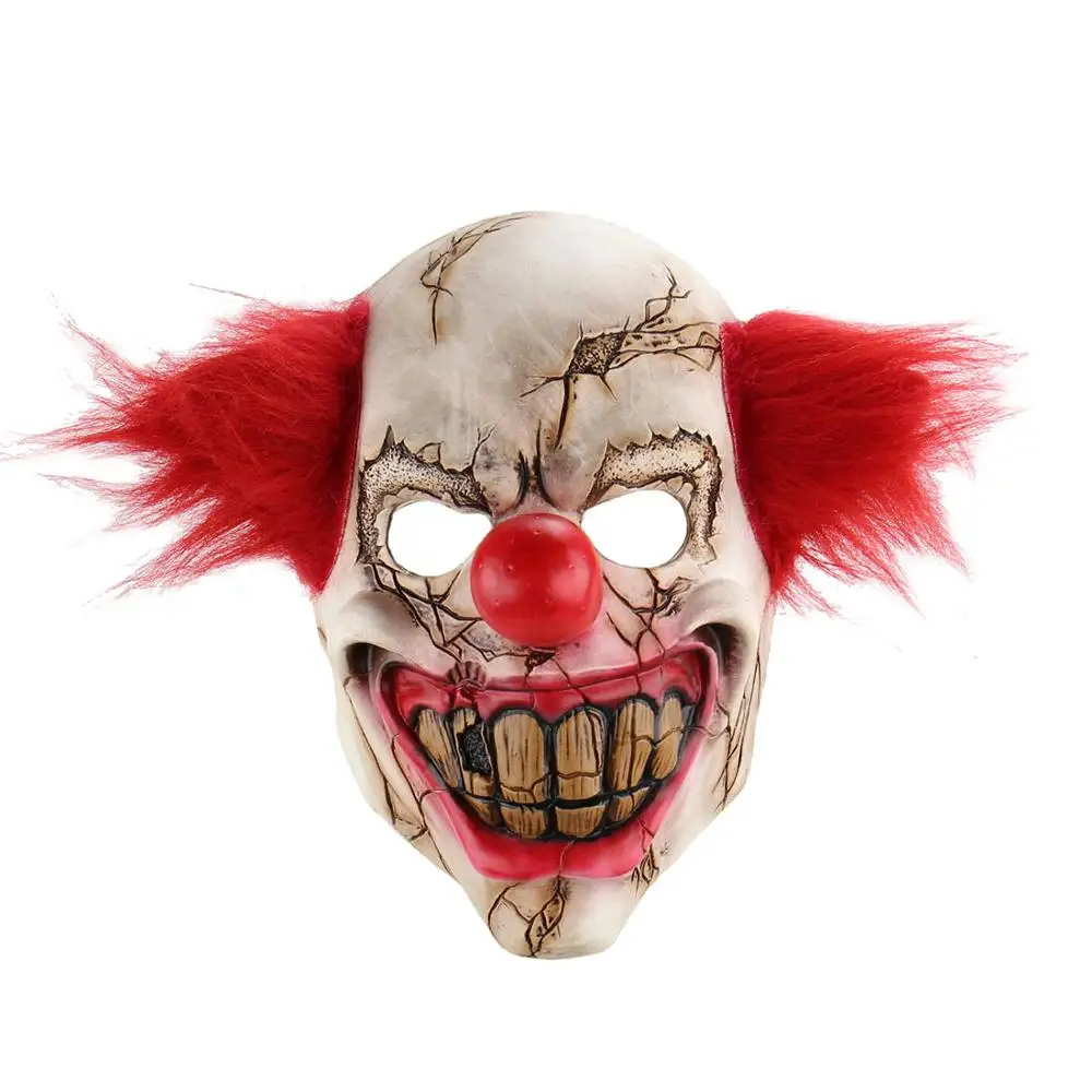 Делюкс ужасный страшный Клоун Маска для взрослых мужчин латекс белые волосы Хэллоуин клоун злой демон Клоун Маска большой рот красные волосы маска - Цвет: Bad face clown