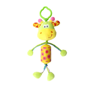 

Infant Handle Rattle Cartoon Animal Models Baby Stroller Rattles Tinkle Hand Bell Campanula Pendant Plush Toy With BB