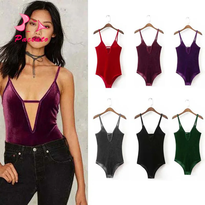 Pacento New 6 Colors Velvet One Piece Bathing Suit Women Deep V Swimwear Female Plus Size XL