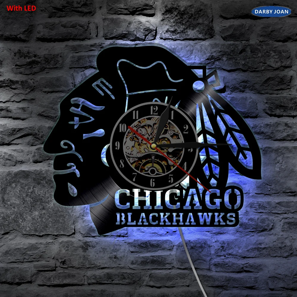 Светодиодный виниловый светильник Chicago Blackhawks для хоккея, изменяющий цвет, настенный светильник с пультом дистанционного управления, светодиодный светильник с подсветкой LP для прохладной гостиной