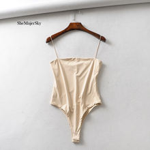 SheMujerSky Sexy Summer Solid Slim Bodysuits Women Spaghetti Strap Short White Jumpsuit Skinny Sleeveless Backless Body Suit