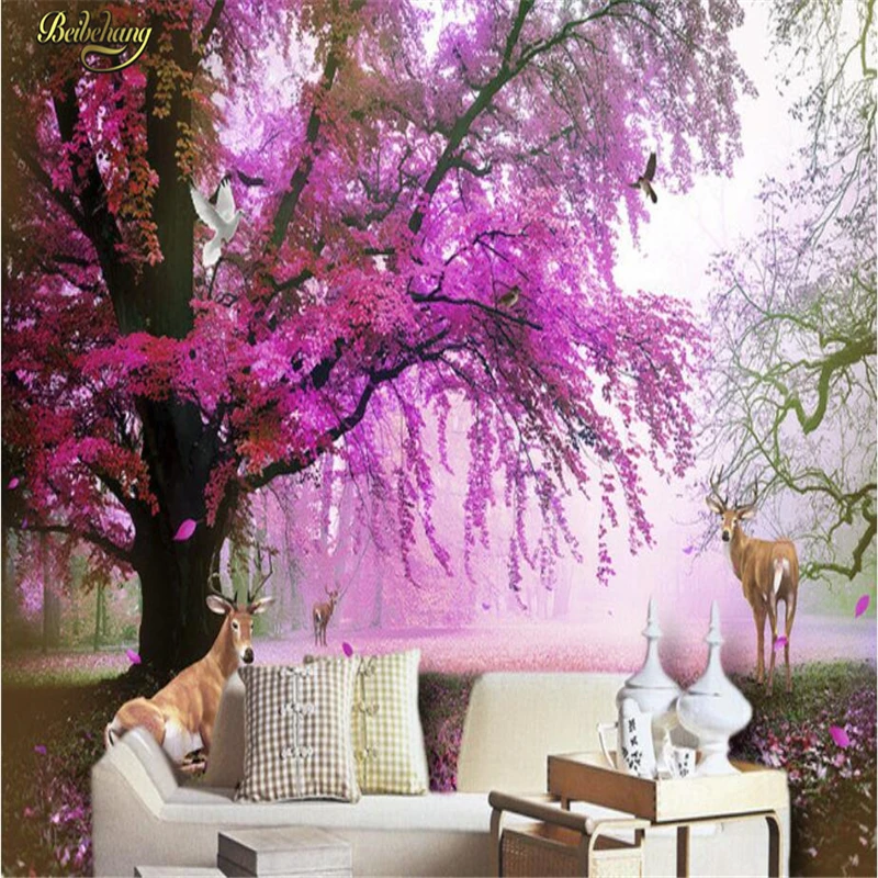 beibehang papel de parede Custom Photo Wallpaper Mural Wall Stickers Dream Sakura Trees TV Walls