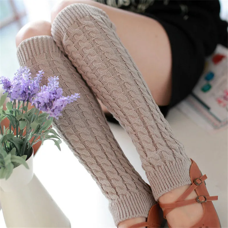 1 pairs Women Fashion Sock Women Winter Warm Leg Warmers Knitted Crochet Long Socks Comfortable new sports Socks #3O14 (17)
