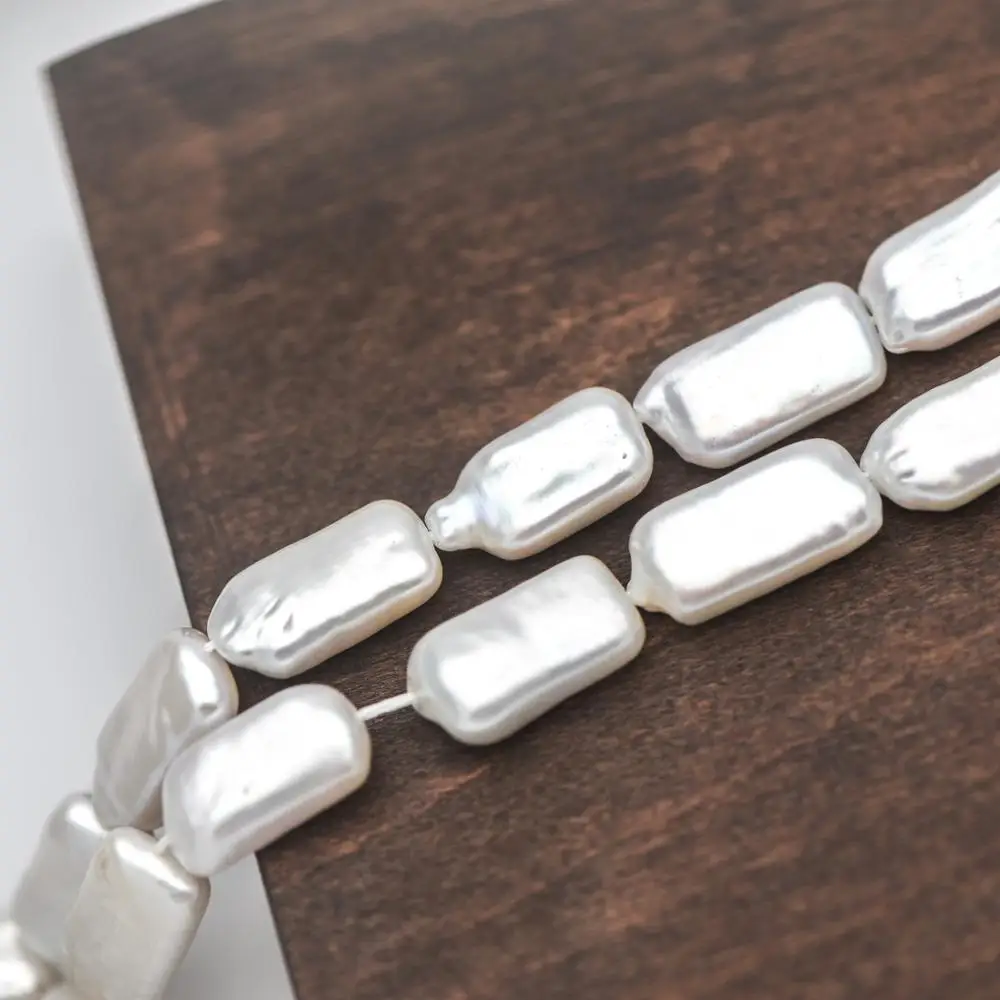 

Rectangle Freshwater Pearls 16-24mm, Baroque Biwa Keishi Pearls, Square Bar Pearls (PL22)/ Full strand