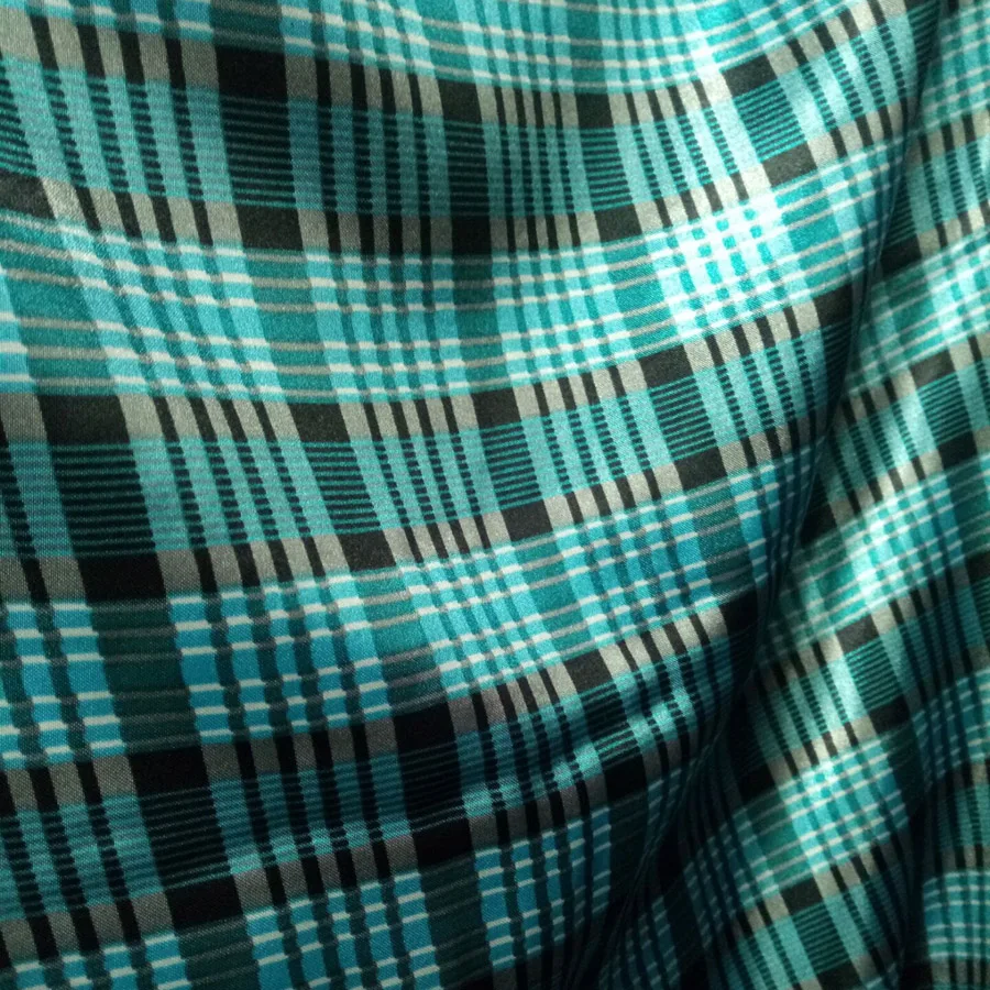 

Satin fabric classic check printed glossy Material Diy doll cloth scarf craft sateen silky printed Charmeuse Fabric