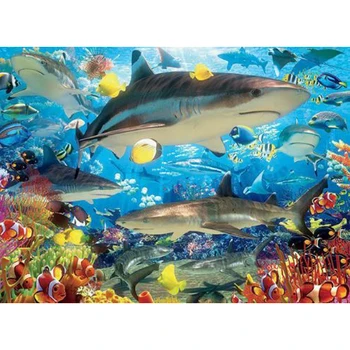 

Sea World Whale Fish 5d diy Diamond Painting Full Round Rhinestone Embroidery Diamonds Mosaic Kit Cross Stitch Wall Home Decor