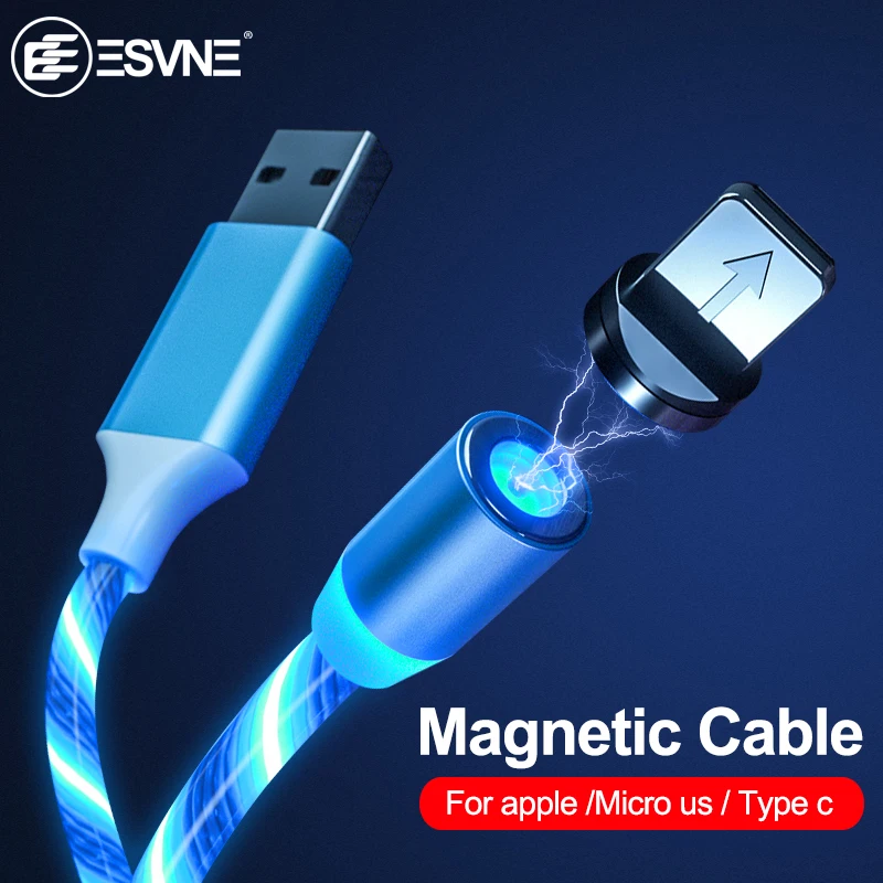 

1M LED Light Micro USB Magnetic Cable 8 Pin Fast Charging Type C Cable LED Wire Cord Type-C Magnet Charger For iPhone Samsung