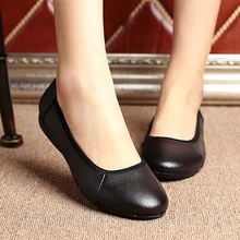 Красивые Модные балетки из натуральной кожи на плоской подошве для женщин, большие размеры, однотонные черные туфли с закрытым носком, мягкая офисная обувь для беременных женщин