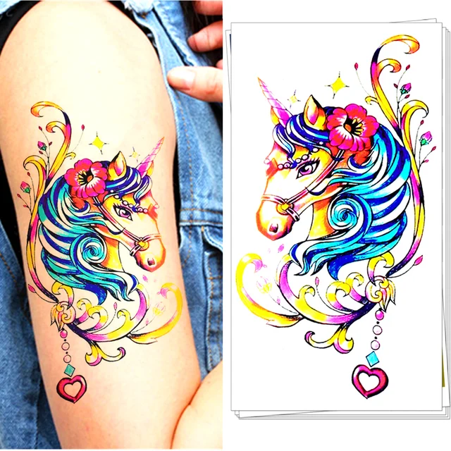 M-Theory Temporary Tattoos Tattoo Body Art, Rainbow Unicorn , Flash Tatoos Sticker 20x12cm Swimsuit Dress Makeup M-Theory Temporary Tattoos Tattoo Body Art, Rainbow Unicorn , Flash Tatoos Sticker 20x12cm Swimsuit Dress Makeup