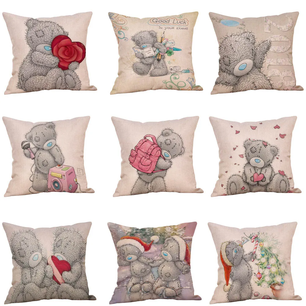 

Bear Pillowcase Linen Bedroom Home Decorative Pillow Covers Brand New For Bedroom Cotton Linen Fashion 45cm*45cm 10JUL 16