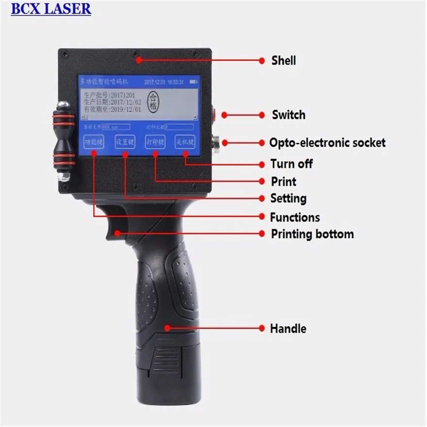 

2019 Label Barcode Portable Hand Jet Printer Batch Coding Machine For Pouch