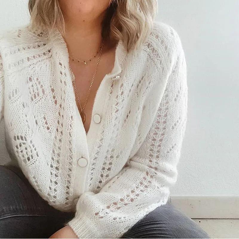 Super Chic Jumper Cardigan Women Sweater Women Wool Mohair Jumper Sweater with Buttons