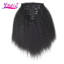Lydia-Extensions de cheveux en fibre synthétique, mèches longues lisses, résistantes à la chaleur, 8 pièces/ensemble avec 18 Clips, 16-20 pouces