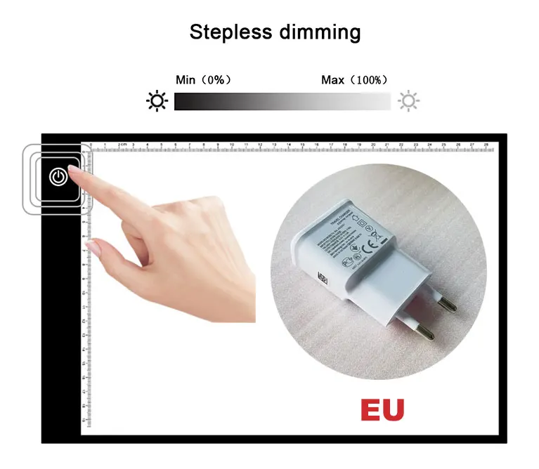 Елис 1 комплект A4 супер тонкий мини цифровой планшет для рисования больше переключатель символ светодиодный освещения трассировочный свет стол для дизайнер - Цвет: Stepless adjust -EU