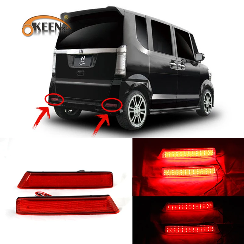 

OKEEN 2pcs Top Quality 12V 6W LED Rear Bumper Reflector Light for Honda Nbox Tail Light Running Brack Stop Lamp Free Shipping