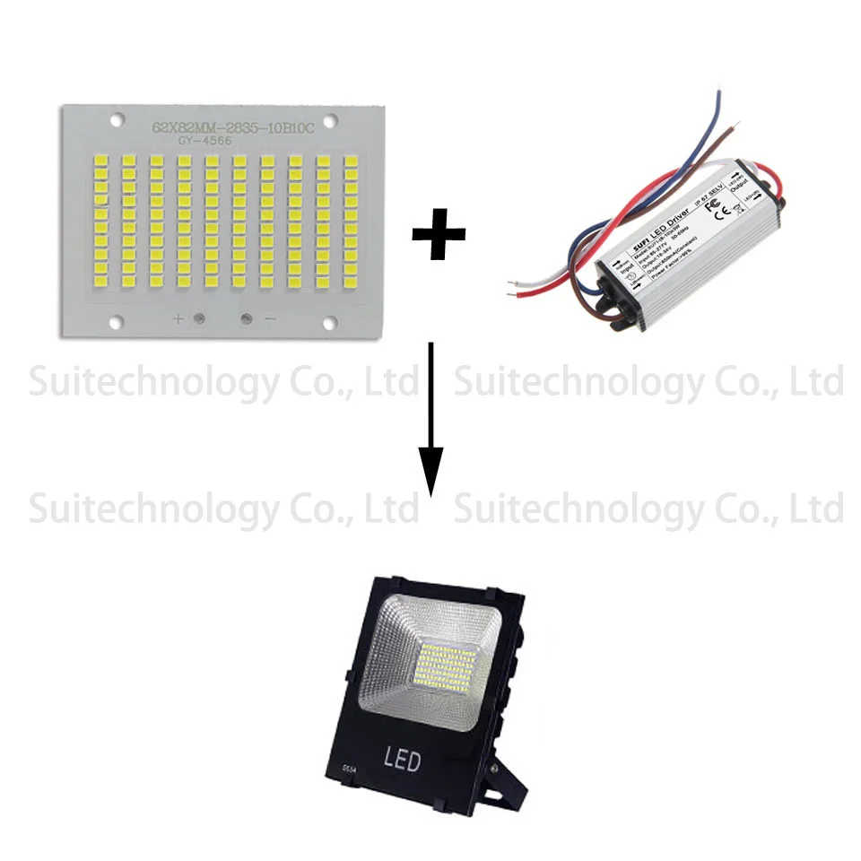 50 Вт 100 вт полный светодиодный прожектор SMD2835 светодиодный источник освещения светодиодный печатная плата алюминиевая пластина для 50 100 Вт прожектор