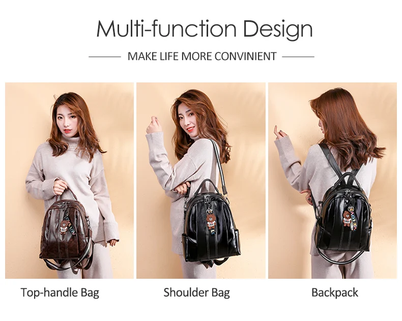 Классический женский рюкзак из искусственной кожи, винтажная многофункциональная сумка на плечо для девочек-подростков, школьный рюкзак, Feminina mochila XA287H