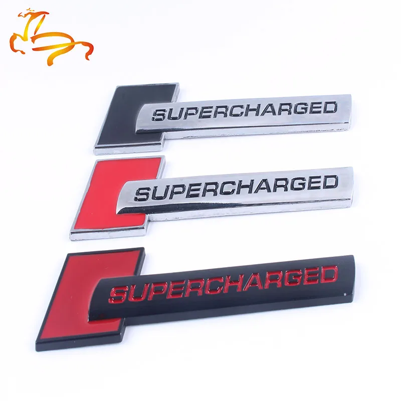 Автомобильная металлическая хромированная эмблема значок Supercharged боковая