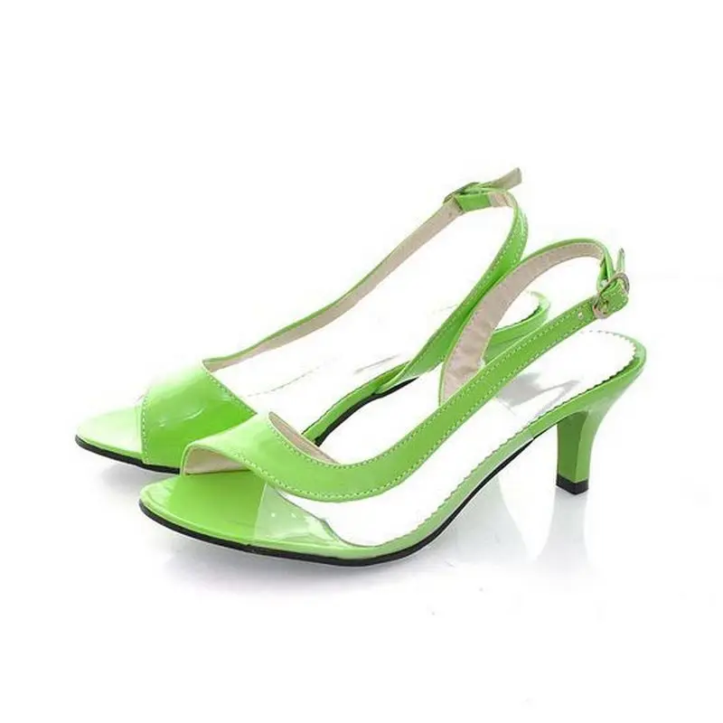Taoffen/размеры 30-48; женские босоножки на высоком каблуке с открытым носком; пикантные женские брендовые Модные прозрачные сандалии женская обувь - Цвет: Зеленый