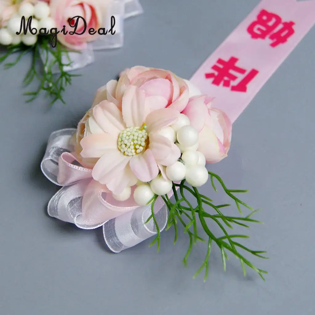MagiDeal Elegant Wedding Artificial Pearl Corsage Crafts for Bridal Groom Engagwment Party Ceremony Formal Occasion Peach/Pink
