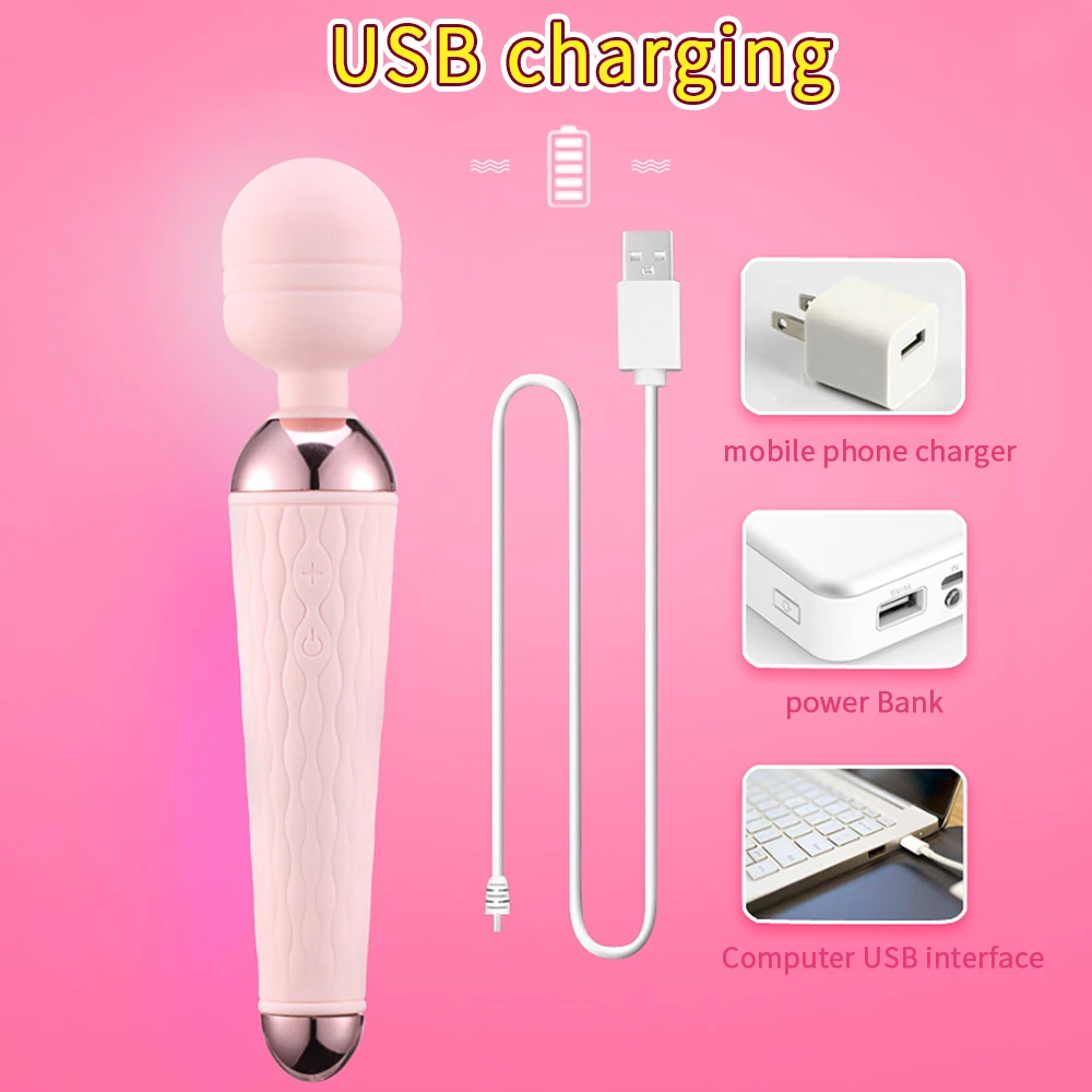 Powerful Clitoris Vibrators for Women USB Charge 10 Speeds AV Magic Wand Vibrator Massager Adults Sex Toys for Woman Masturbator (15)