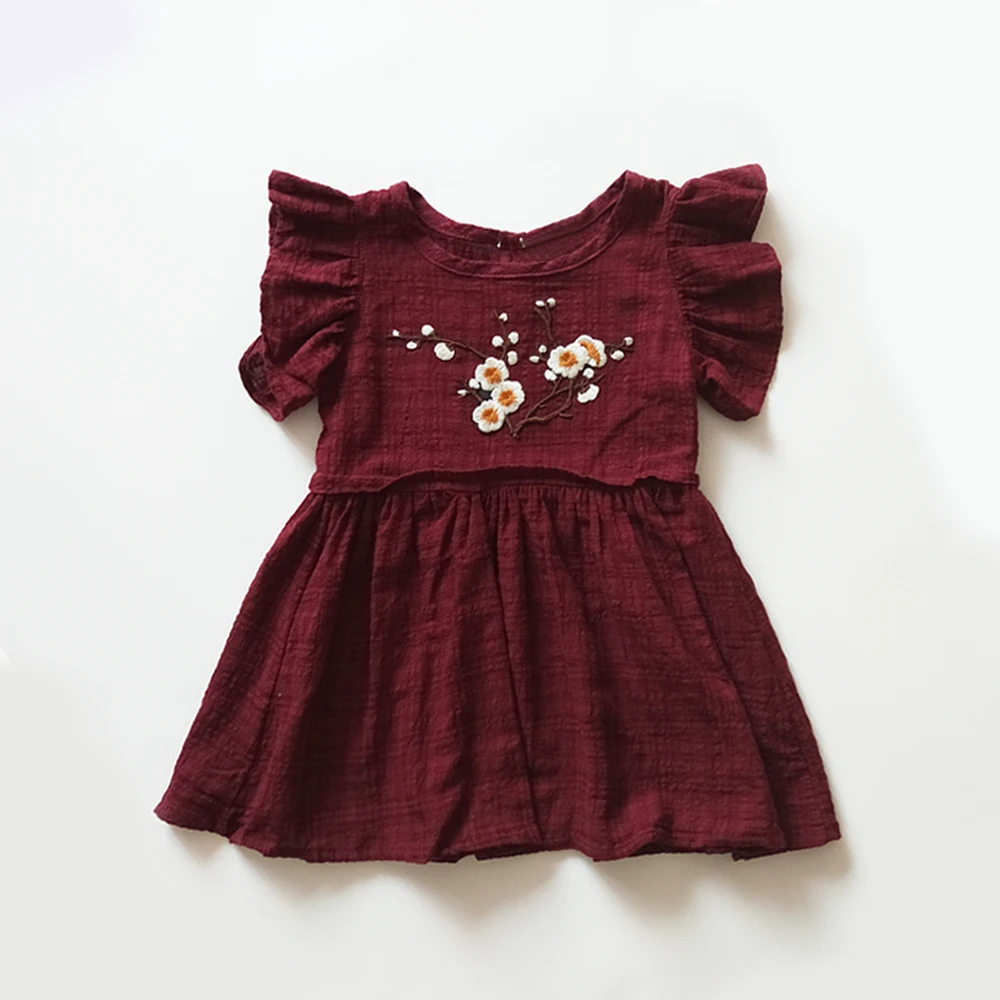 Babyinstar/Одежда для маленьких девочек Детские платья с рюшами и рукавами милое